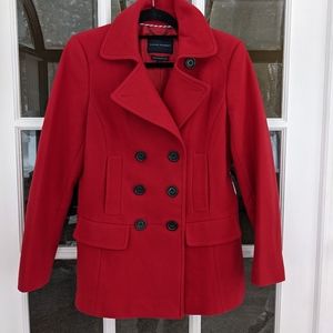 Banana Republic Red Italian Wool Coat M 